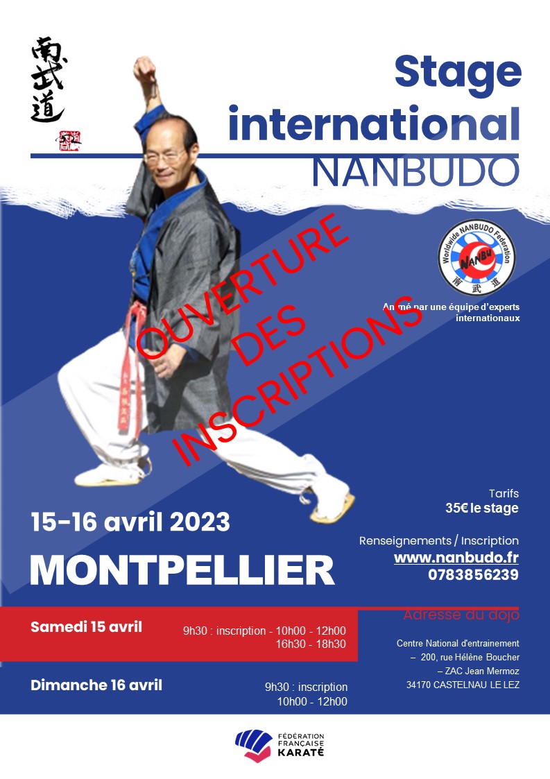 OUVERTURE DES INSCRIPTIONS  - STAGE DE MONTPELLIER